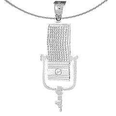 Sterling Silver Microphone Pendant (Rhodium or Yellow Gold-plated)