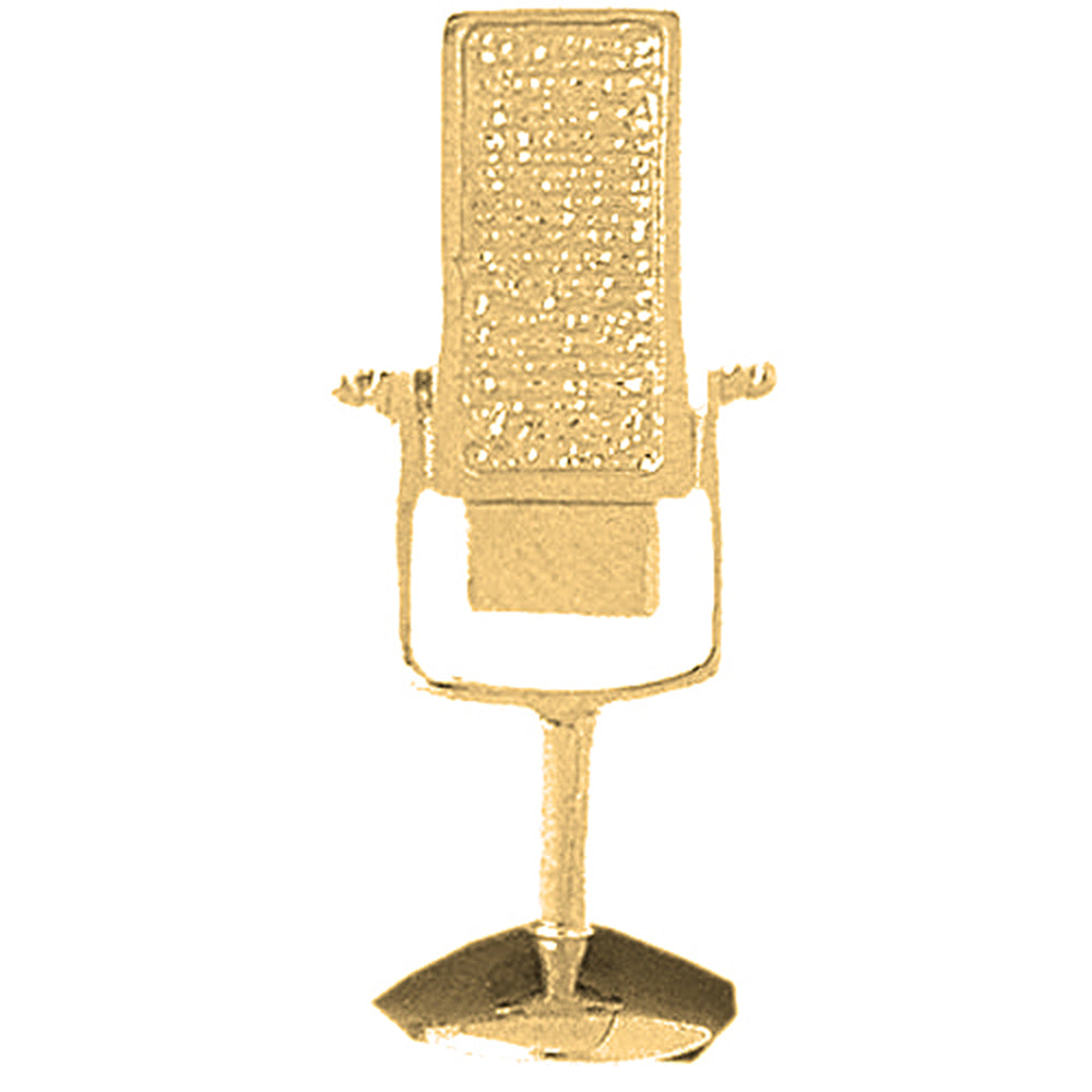Yellow Gold-plated Silver Microphone Pendant