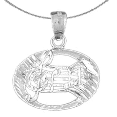 Sterling Silver Musical Notes Pendant (Rhodium or Yellow Gold-plated)