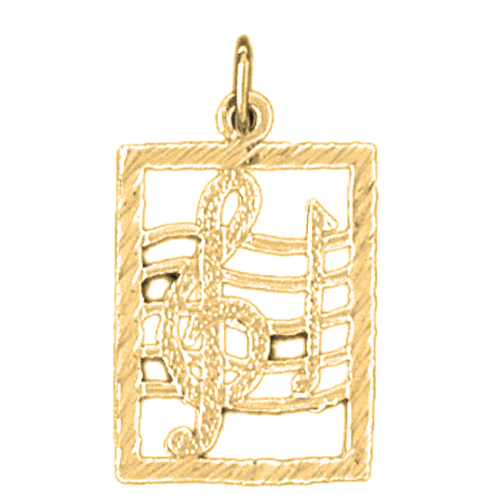 Yellow Gold-plated Silver Musical Notes Pendant