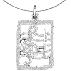 Anhänger mit Musiknoten aus Sterlingsilber (rhodiniert oder gelbvergoldet)