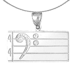 Sterling Silver Treble Clef Pendant (Rhodium or Yellow Gold-plated)