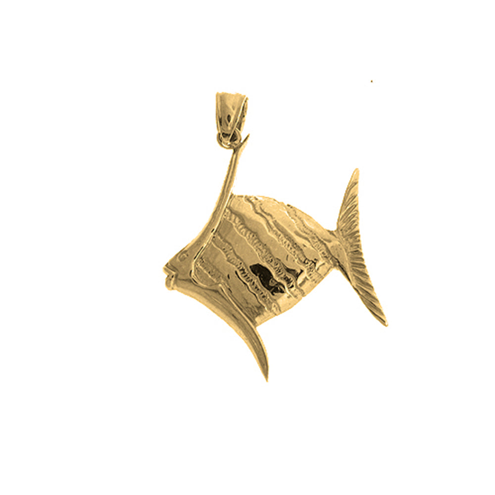 Yellow Gold-plated Silver Tropical Angelfish Pendant