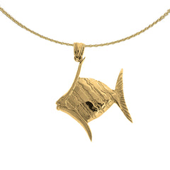 Sterling Silver Tropical Angelfish Pendant (Rhodium or Yellow Gold-plated)