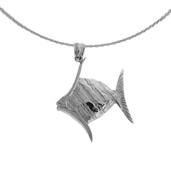 Sterling Silver Tropical Angelfish Pendant (Rhodium or Yellow Gold-plated)