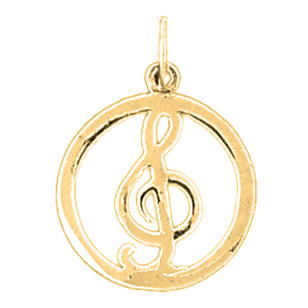 Yellow Gold-plated Silver Treble Clef Pendant