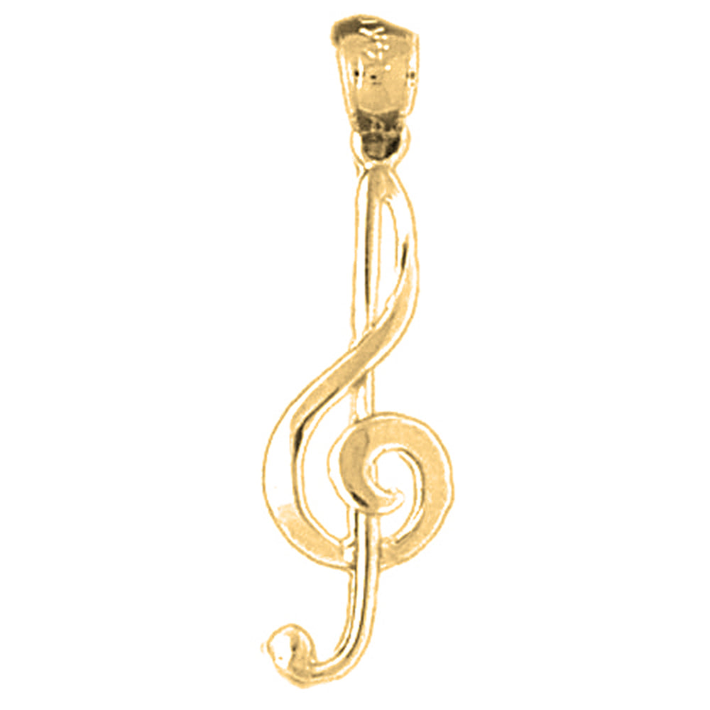 Yellow Gold-plated Silver Treble Clef Pendant