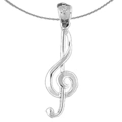 Sterling Silver Treble Clef Pendant (Rhodium or Yellow Gold-plated)