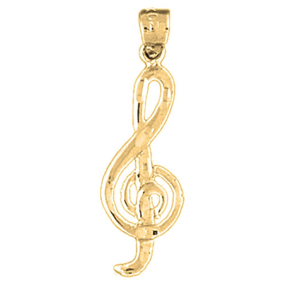Yellow Gold-plated Silver Treble Clef Pendant