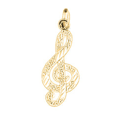 Yellow Gold-plated Silver Treble Clef Pendant