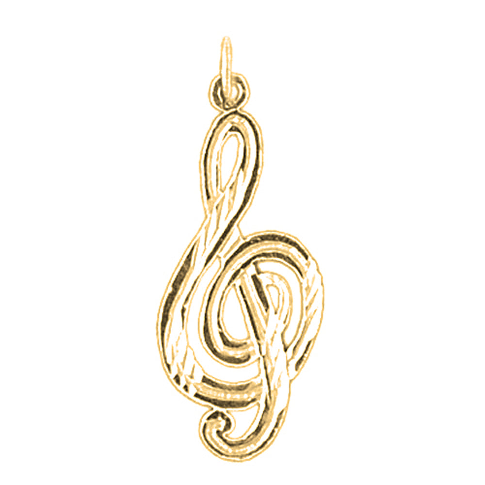 Yellow Gold-plated Silver Treble Clef Pendant