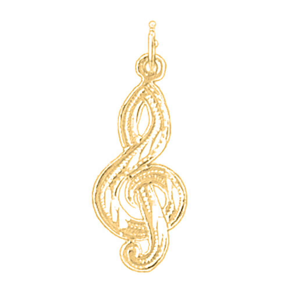 Yellow Gold-plated Silver Treble Clef Pendant