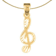 Sterling Silver Treble Clef Pendant (Rhodium or Yellow Gold-plated)