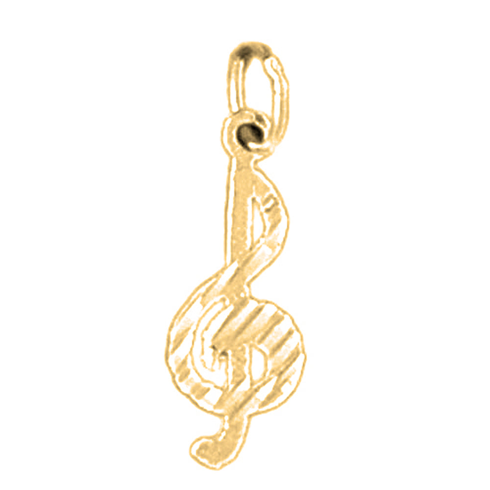 Yellow Gold-plated Silver Treble Clef Pendant
