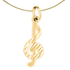 Sterling Silver Treble Clef Pendant (Rhodium or Yellow Gold-plated)