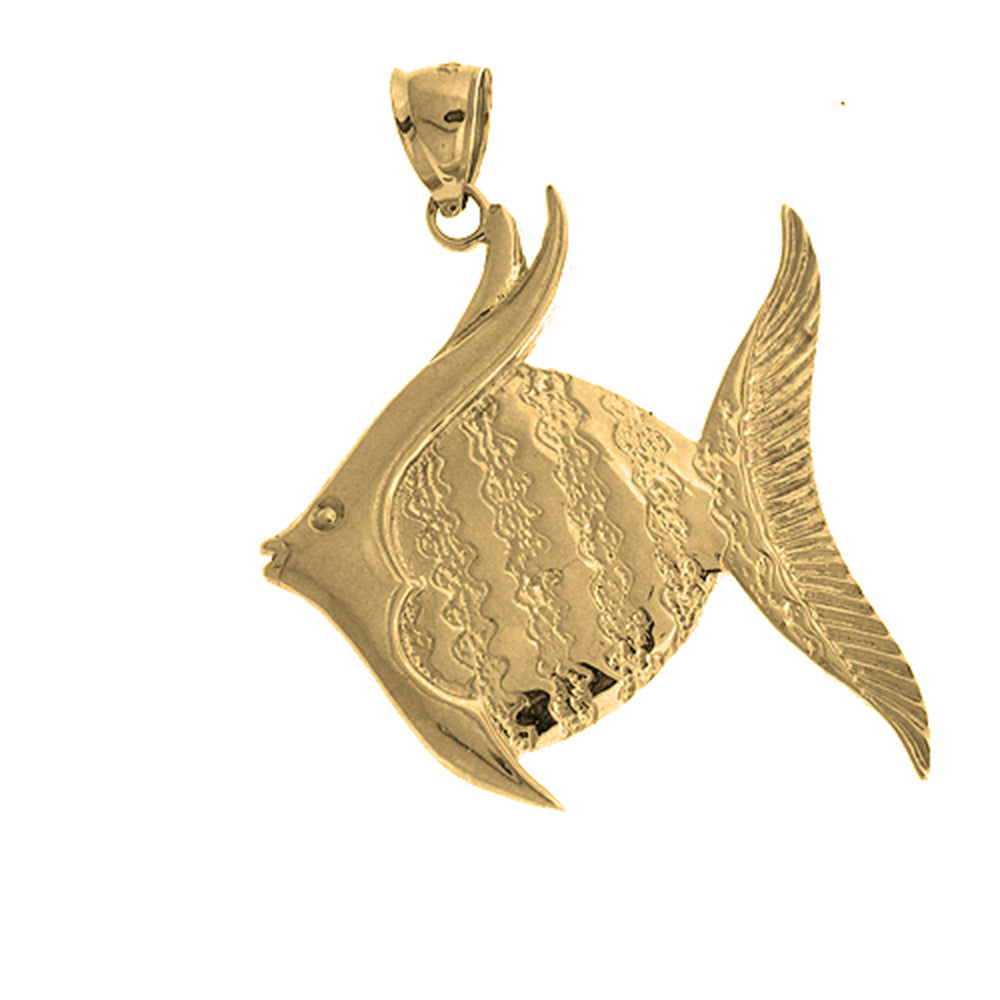 Yellow Gold-plated Silver Tropical Angelfish Pendant