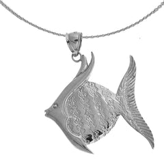 Sterling Silver Tropical Angelfish Pendant (Rhodium or Yellow Gold-plated)