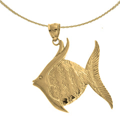 Sterling Silver Tropical Angelfish Pendant (Rhodium or Yellow Gold-plated)