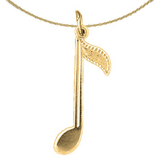 Colgante de media nota de plata de ley (bañado en rodio o oro amarillo)