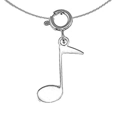 Sterling Silver Quarter Note Pendant (Rhodium or Yellow Gold-plated)