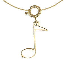 Sterling Silver Quarter Note Pendant (Rhodium or Yellow Gold-plated)