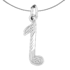 Sterling Silver Quarter Note Pendant (Rhodium or Yellow Gold-plated)