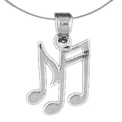 Sterling Silver Musical Notes Pendant (Rhodium or Yellow Gold-plated)