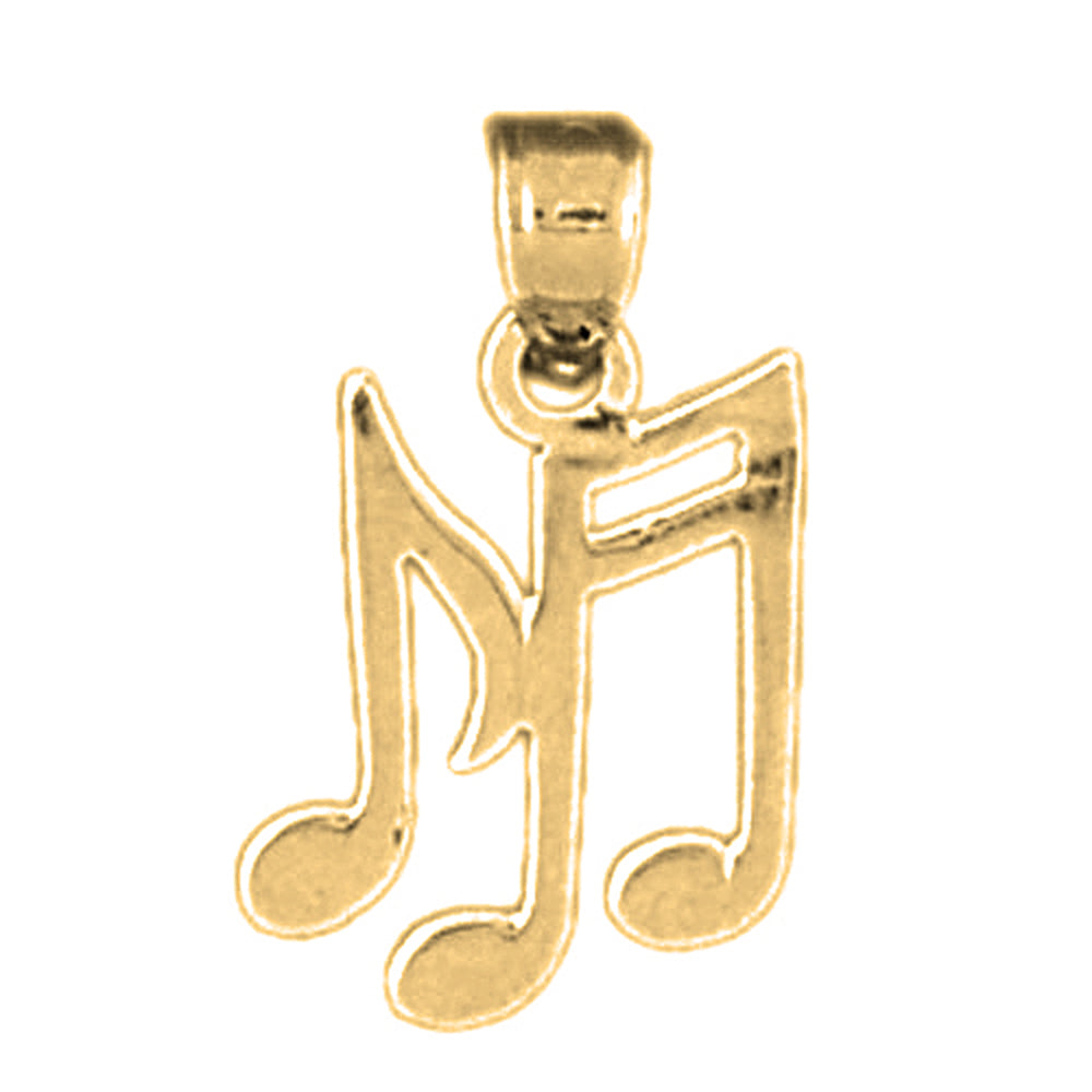 Yellow Gold-plated Silver Musical Notes Pendant