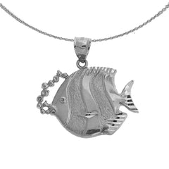 Colgante de pez ángel tropical de plata de ley (bañado en rodio o oro amarillo)