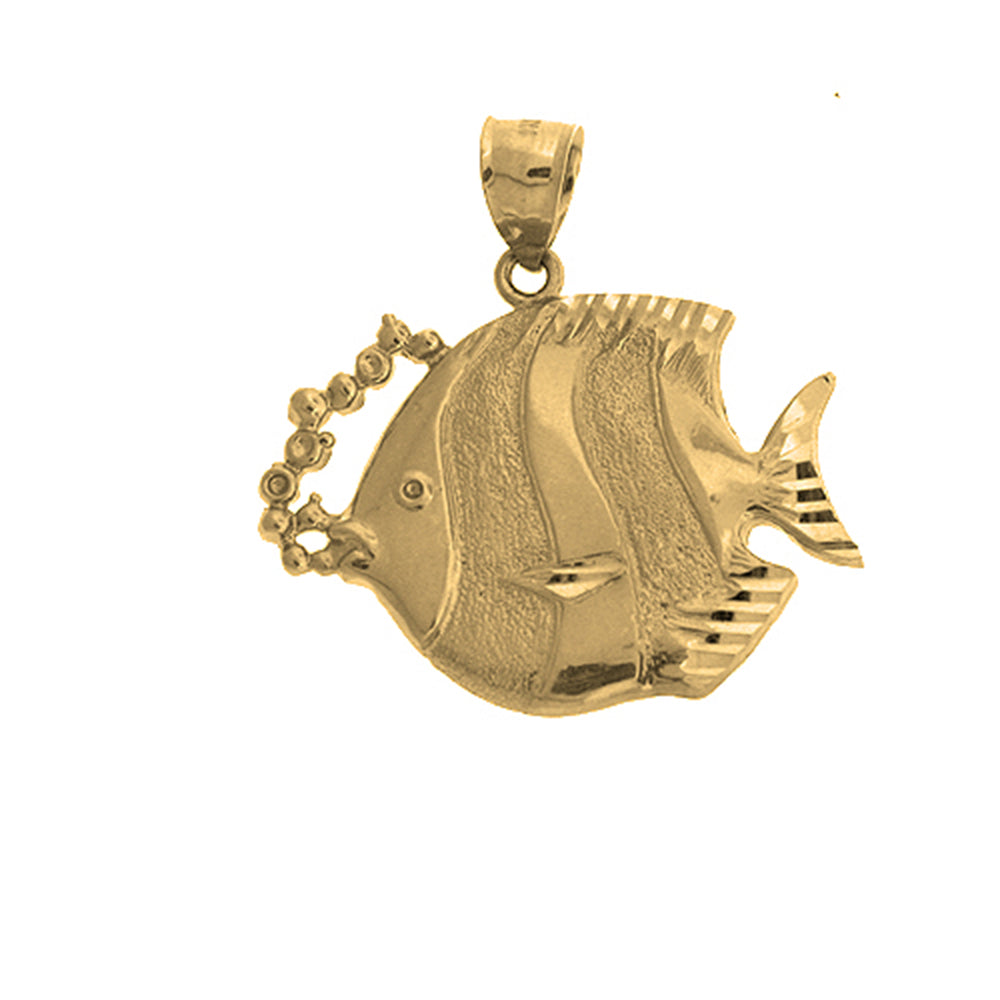 Yellow Gold-plated Silver Tropical Angelfish Pendant