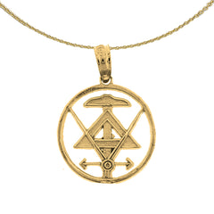 Sterling Silver Architecture Tools Pendant (Rhodium or Yellow Gold-plated)