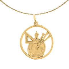 Sterling Silver Painters Pallete Pendant (Rhodium or Yellow Gold-plated)