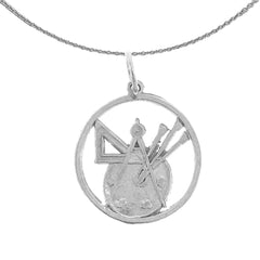Sterling Silver Painters Pallete Pendant (Rhodium or Yellow Gold-plated)