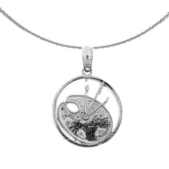 Sterling Silver Painters Pallete Pendant (Rhodium or Yellow Gold-plated)