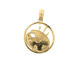 Yellow Gold-plated Silver Painters Pallete Pendant