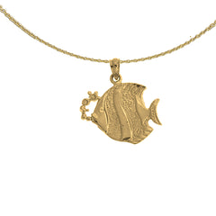 Sterling Silver Tropical Angelfish Pendant (Rhodium or Yellow Gold-plated)