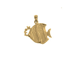 Yellow Gold-plated Silver Tropical Angelfish Pendant