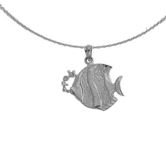Sterling Silver Tropical Angelfish Pendant (Rhodium or Yellow Gold-plated)