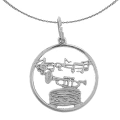 Sterling Silver Musical Notes Pendant (Rhodium or Yellow Gold-plated)