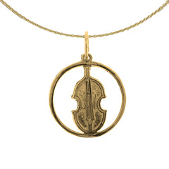 Sterling Silver Viola, Violin Pendant (Rhodium or Yellow Gold-plated)