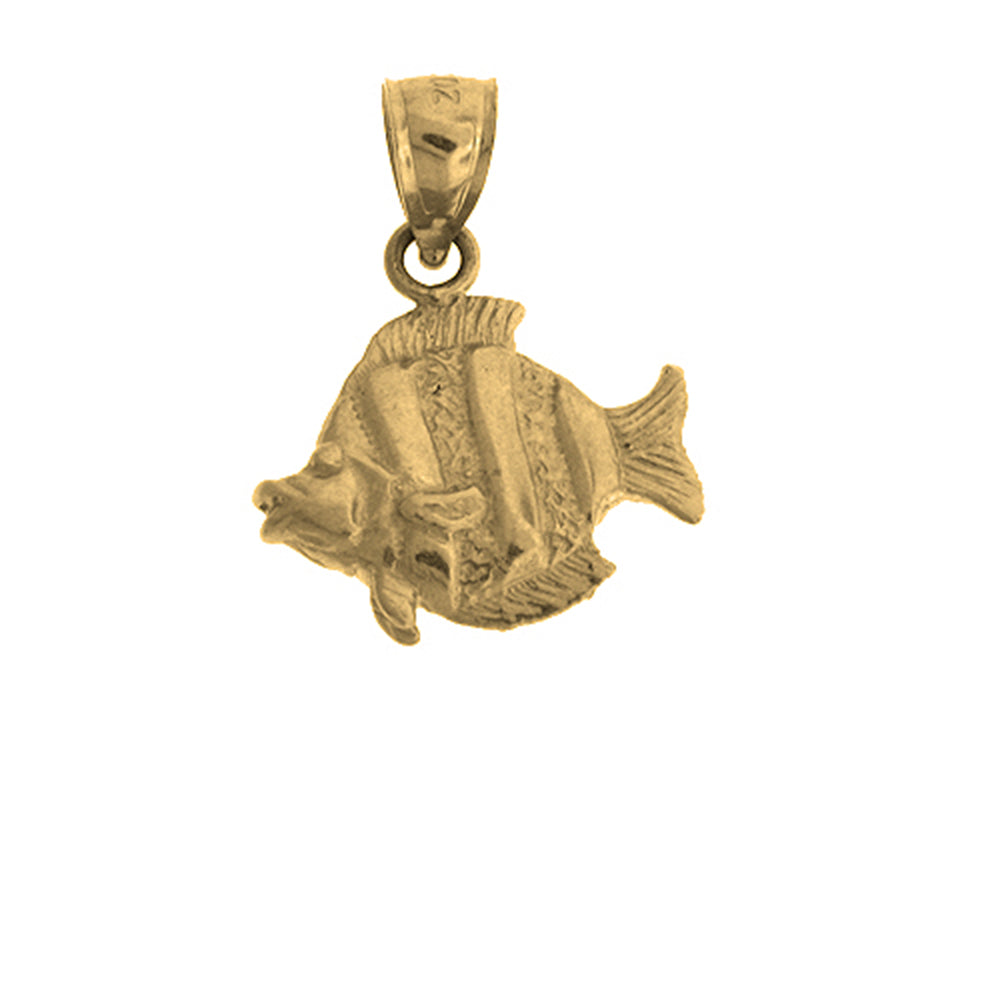 Yellow Gold-plated Silver Tropical Angelfish Pendant