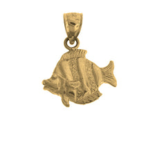 Yellow Gold-plated Silver Tropical Angelfish Pendant