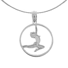 Sterling Silver Gymnist Pendant (Rhodium or Yellow Gold-plated)