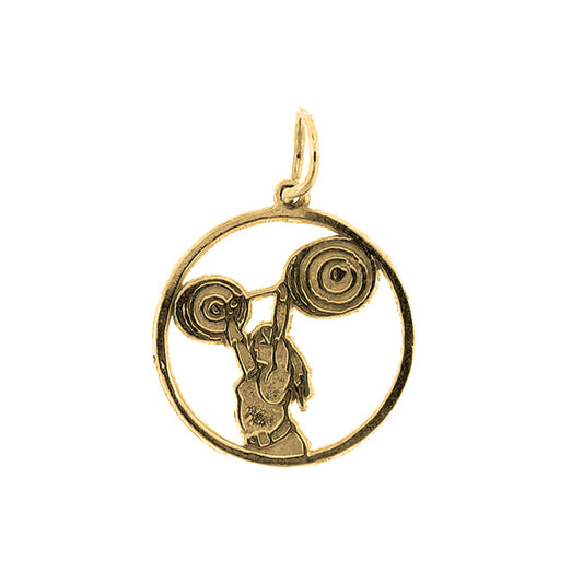 Yellow Gold-plated Silver Body Builder, Weights Pendant