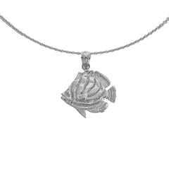 Colgante de pez ángel tropical de plata de ley (bañado en rodio o oro amarillo)