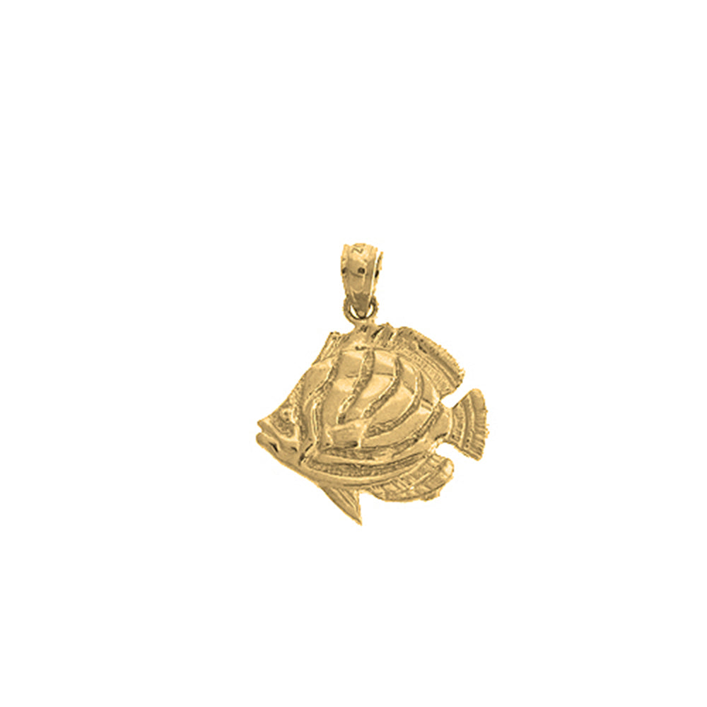 Yellow Gold-plated Silver Tropical Angelfish Pendant