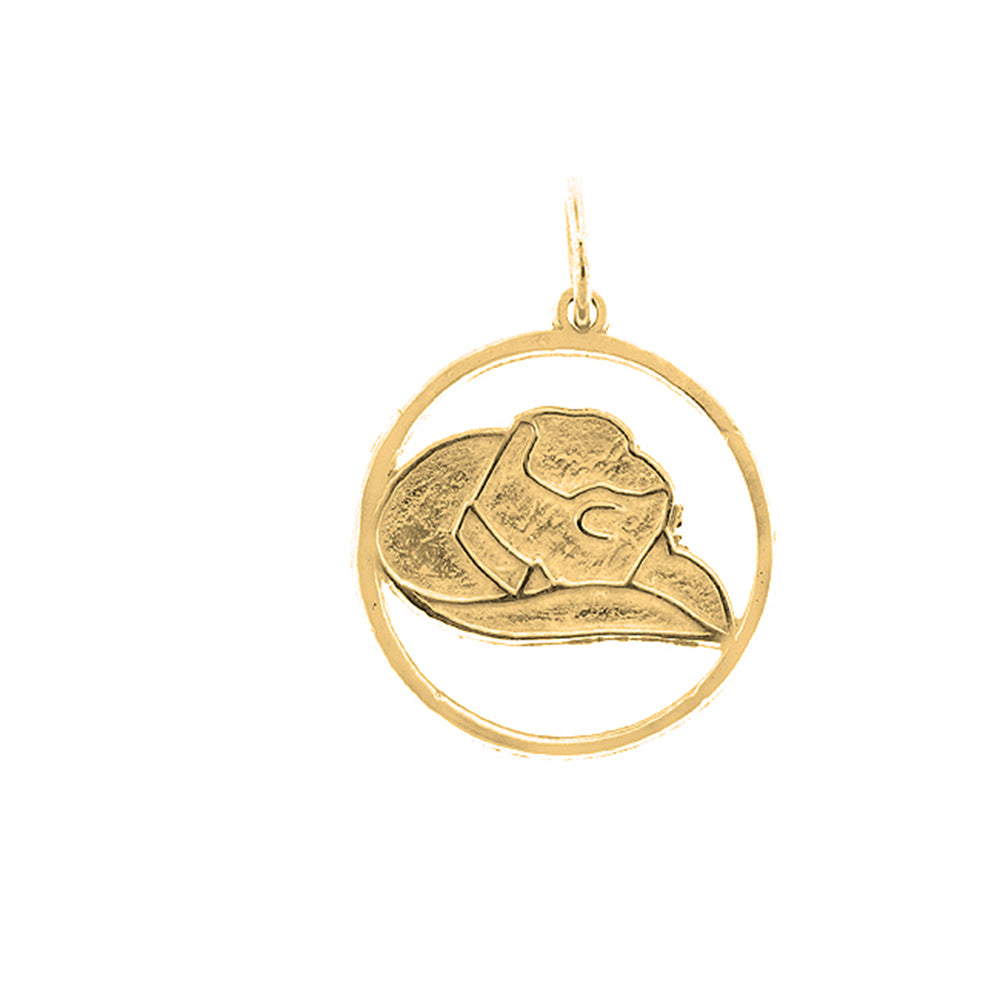 Yellow Gold-plated Silver Cowboy Hat Pendant