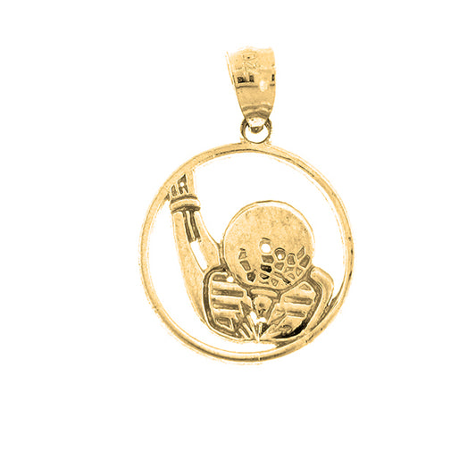 Yellow Gold-plated Silver Bowling Ball And Pins Pendant