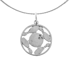 Sterling Silver Bowling Ball And Pins Pendant (Rhodium or Yellow Gold-plated)