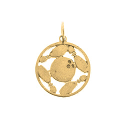 Yellow Gold-plated Silver Bowling Ball And Pins Pendant